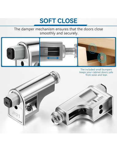 Bisagras de Cierre Suave Hohean - 10 Piezas Plateadas