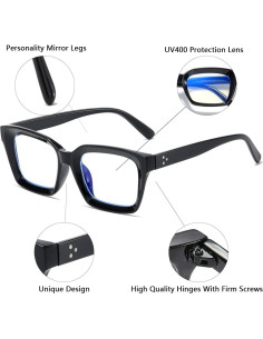 Gafas de Bloqueo de Luz Azul Aisswzber, Marco Cuadrado, UV400 2