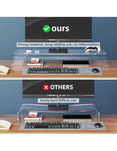 Soporte Elevador Doble para Monitor Acrílico 80 cm con Luz LED