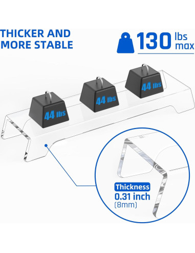 Soporte Elevador Doble para Monitor Acrílico 80 cm con Luz LED