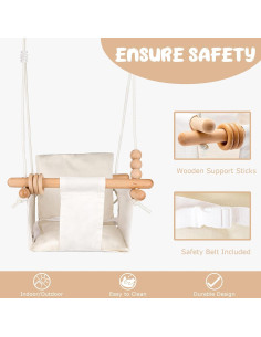 Columpio para Bebés Tislly Crema con Cinturón de Seguridad 2