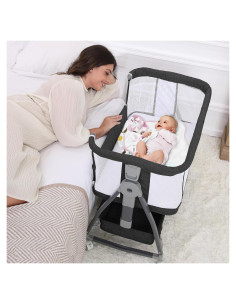 Cuna 3 en 1 Luvkixen para Bebé con Colchón y Dosel Negro