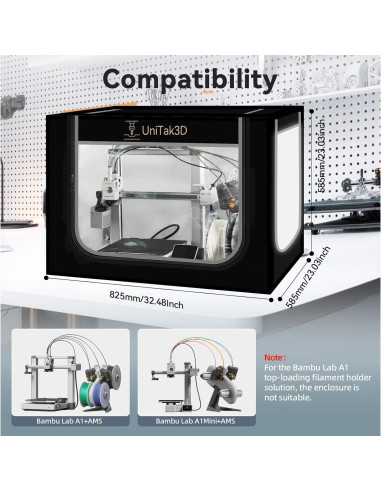 Cubierta para Impresora 3D UniTak3D Bambu Lab A1 82.5x58.5 cm