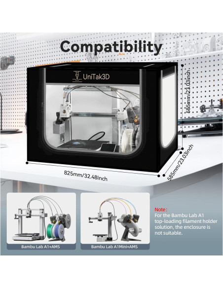 Cubierta para Impresora 3D UniTak3D Bambu Lab A1 82.5x58.5 cm