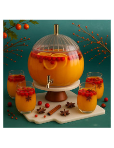 Dispensador de Bebidas Calabaza Potchen 5L con 4 Vasos