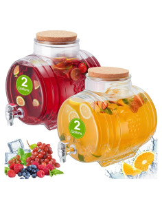 Honeydak Dispensador de Bebidas de Vidrio 2 Galones x2
