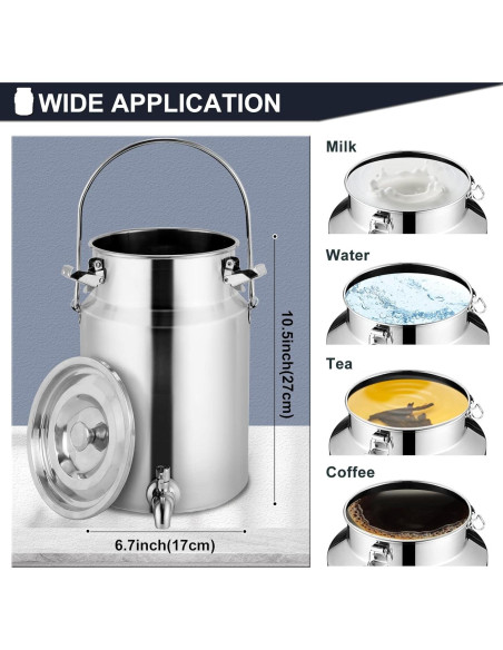 Lata de Leche Acero Inoxidable 304 con Grifo 5 Litros