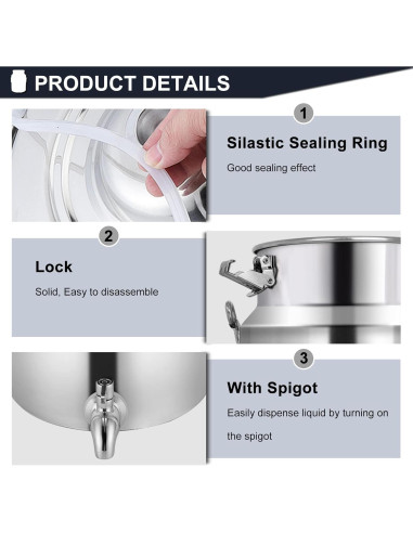 Lata de Leche Acero Inoxidable 304 con Grifo 5 Litros