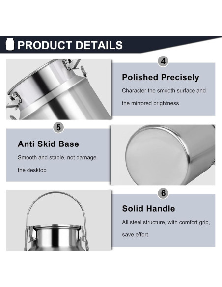 Lata de Leche Acero Inoxidable 304 con Grifo 5 Litros