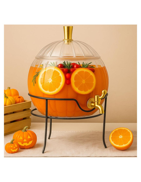 Dispensador de Bebidas Romooa Calabaza 4.92L con Soporte Metal