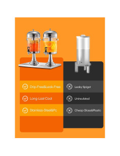 Dispensador de Bebidas FOHERE 17L Acero Inoxidable con Hielo 2