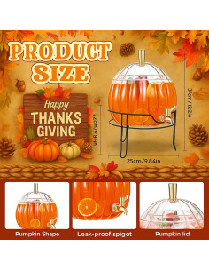 Dispensador de Bebidas Romooa Calabaza 4.92L con Soporte Metal 2