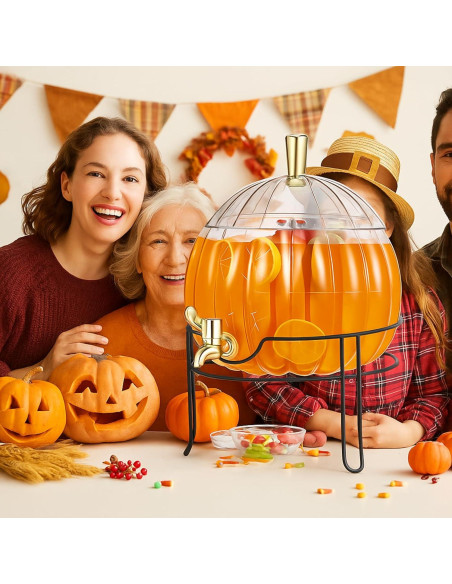 Dispensador de Bebidas Romooa Calabaza 4.92L con Soporte Metal