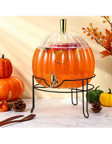 Dispensador de Bebidas Romooa Calabaza 4.92L con Soporte Metal