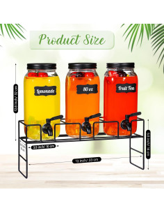 Paquete de 3 dispensadores de bebidas RimCereal 2.37L vidrio 2