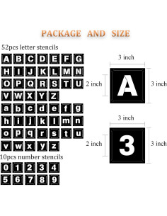 Plantillas de Letras y Números Eage 62 Pcs Reutilizables 2