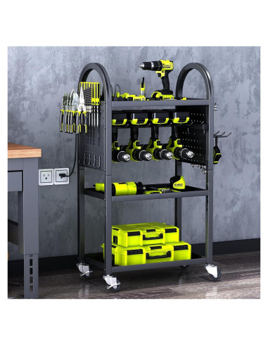 Carro de Herramientas Rodante KAFAHOM 4 Niveles Soporte 8-12 Taladros