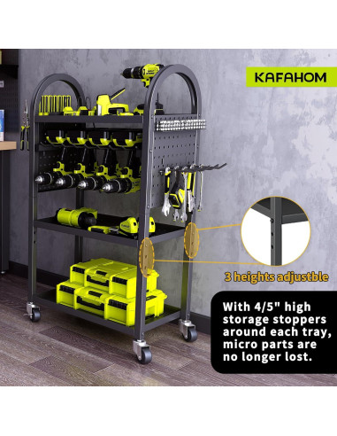 Carro de Herramientas Rodante KAFAHOM 4 Niveles Soporte 8-12 Taladros