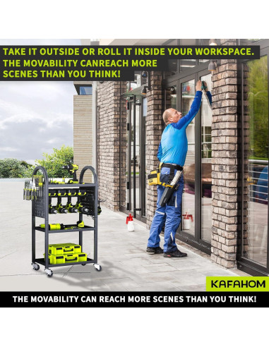 Carro de Herramientas Rodante KAFAHOM 4 Niveles Soporte 8-12 Taladros