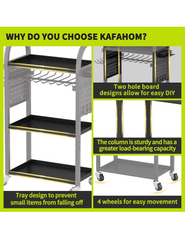 Carro de Herramientas Rodante KAFAHOM 4 Niveles Soporte 8-12 Taladros