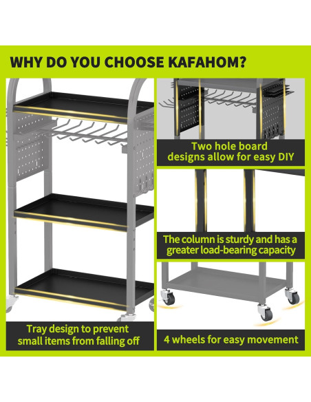 Carro de Herramientas Rodante KAFAHOM 4 Niveles Soporte 8-12 Taladros