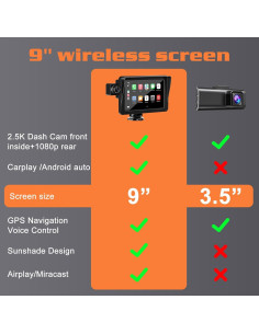 Pantalla Inalámbrica 9" MRQ CarPlay Android Auto con Cámaras 2