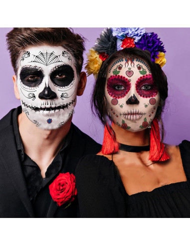 20 Hojas Tatuajes Faciales Temporales Calaveras Zomme