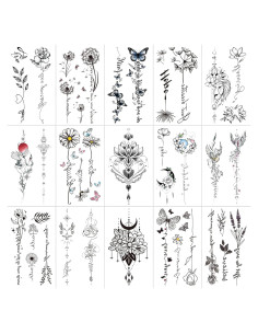 Tatuaje Temporal Flor Negra Briyhose 15 Hojas 16x9 cm