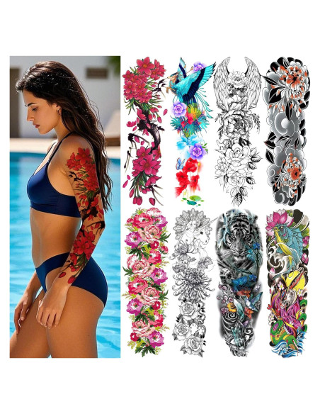 8 Hojas Tatuajes Temporales Impermeables VERKSTAD para Brazo