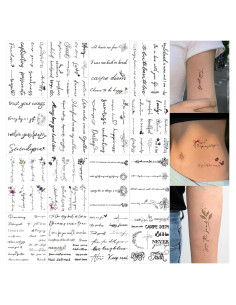 Tatuajes Temporales FUNTATTOO 12 Hojas Citas Inspiradoras