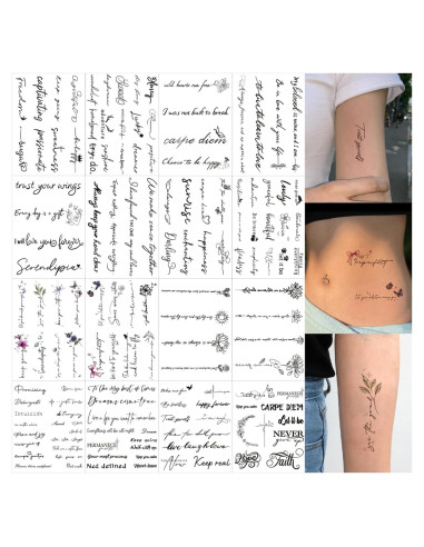 Tatuajes Temporales FUNTATTOO 12 Hojas Citas Inspiradoras