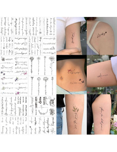 Tatuajes Temporales FUNTATTOO 12 Hojas Citas Inspiradoras 2
