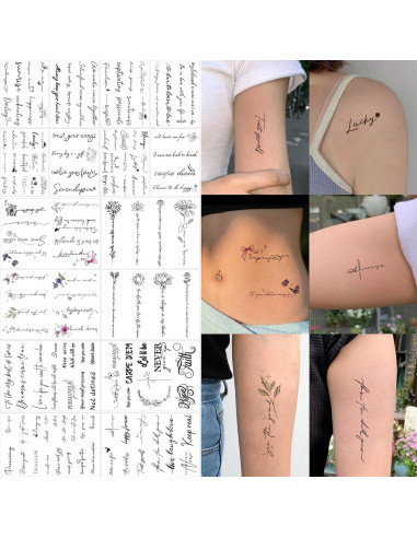 Tatuajes Temporales FUNTATTOO 12 Hojas Citas Inspiradoras