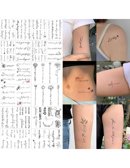 Tatuajes Temporales FUNTATTOO 12 Hojas Citas Inspiradoras