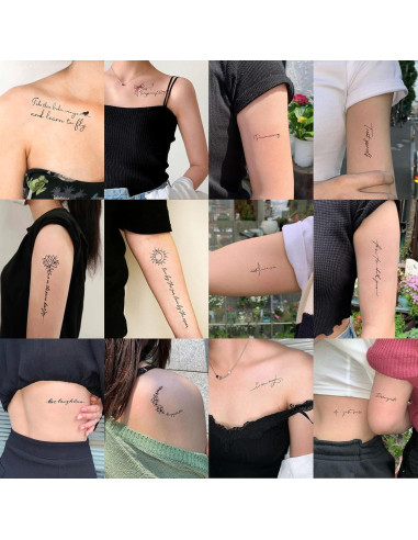Tatuajes Temporales FUNTATTOO 12 Hojas Citas Inspiradoras