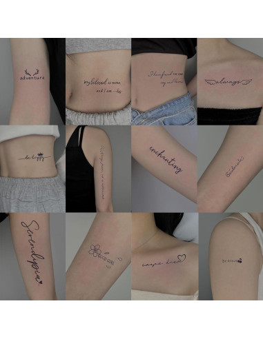 Tatuajes Temporales FUNTATTOO 12 Hojas Citas Inspiradoras