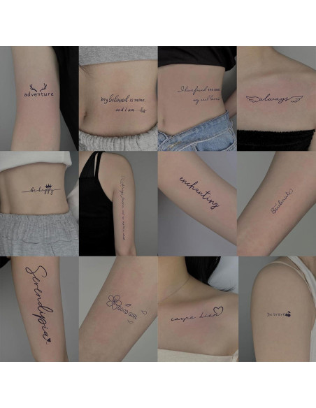 Tatuajes Temporales FUNTATTOO 12 Hojas Citas Inspiradoras