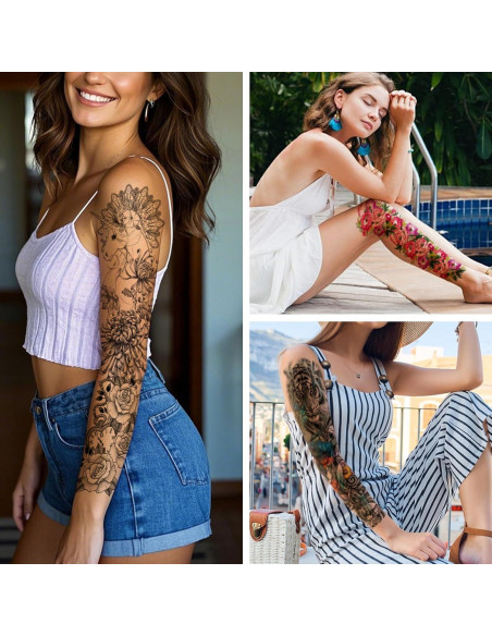 8 Hojas Tatuajes Temporales Impermeables VERKSTAD para Brazo