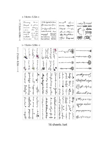 Tatuajes Temporales FUNTATTOO 12 Hojas Citas Inspiradoras