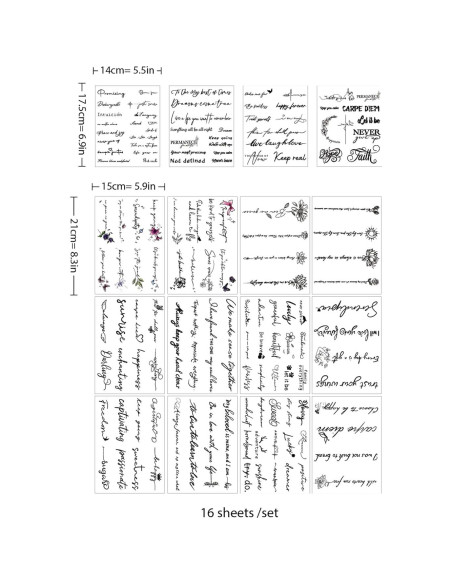 Tatuajes Temporales FUNTATTOO 12 Hojas Citas Inspiradoras