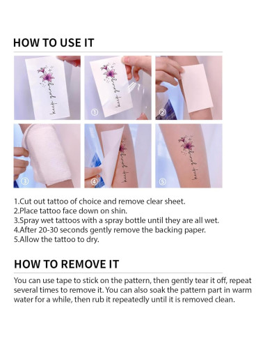 Tatuajes Temporales FUNTATTOO 12 Hojas Citas Inspiradoras