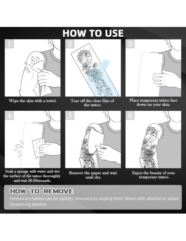 8 Hojas Tatuajes Temporales Impermeables VERKSTAD para Brazo