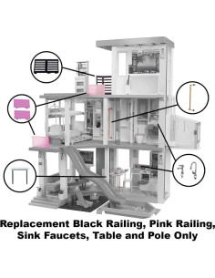 Repuestos Casa de Muñecas Barbie GRG93 - Barandilla y Mesa 2