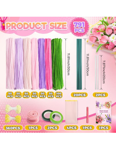 Kit de Flores de Limpiapipas AnJOLi 791 Pcs Manualidades 2