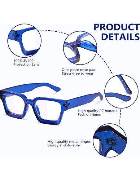 Gafas de bloqueo luz azul YDAOWKN gran tamaño mujer 54mm