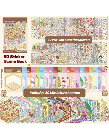 Set de Stickers 3D para Crear Escenas - BESTOCEAN - 20 Diseños