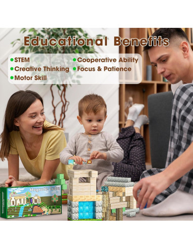 Bloques Magnéticos MOREXIMI 104 Piezas Dinosaurios STEM