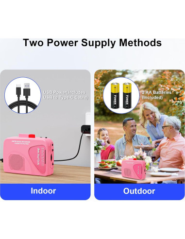 Reproductor de Cassettes Portátil Mersoco T201-2 con Radio AM/FM