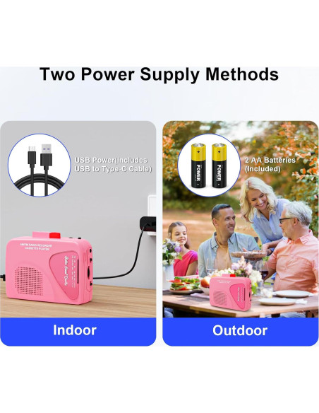 Reproductor de Cassettes Portátil Mersoco T201-2 con Radio AM/FM