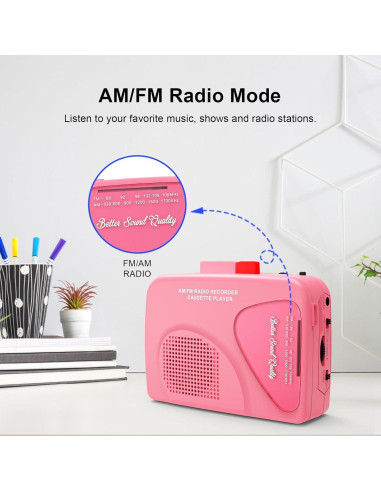 Reproductor de Cassettes Portátil Mersoco T201-2 con Radio AM/FM